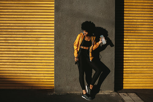 Female taking a break after exercising