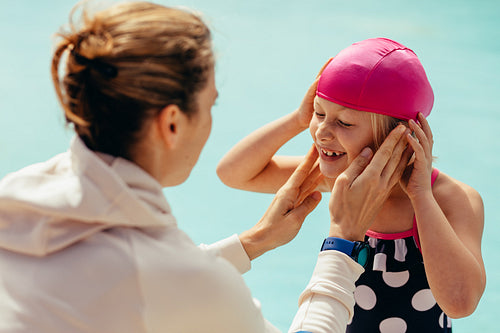 Girl at swimming class