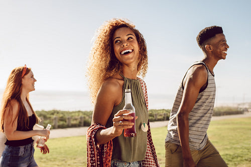 Woman hanging out with friends