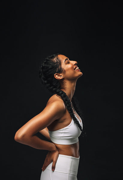 Side view portrait of fit woman