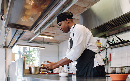Chef working in a commercial kitchen
