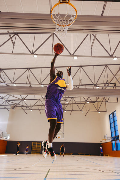 Player making a basketball jump shot