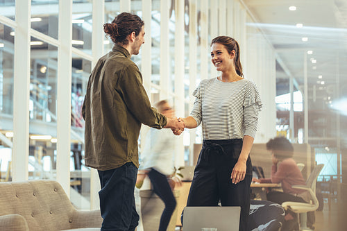 Business people shaking hands in office