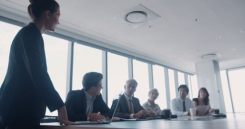 Business people discussing during presentation