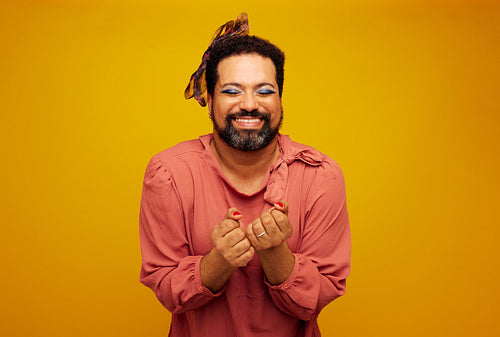 Drag queen feeling excited