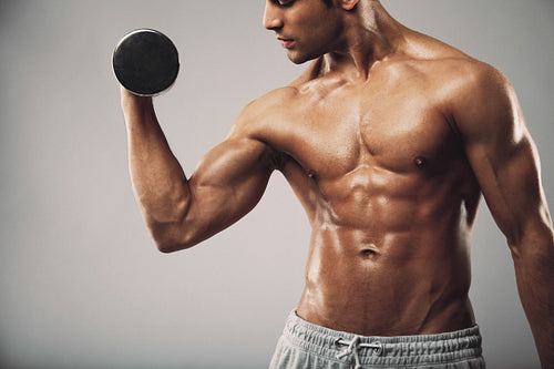 Man working out with dumbbells
