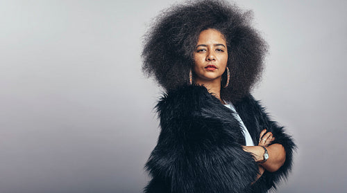 Woman in afro hairstyle