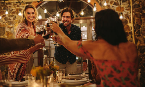 Friends making big party in the night