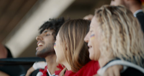 German soccer supporters jumping in fan zone