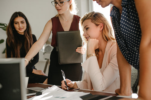 Group of businesswomen discussing new project