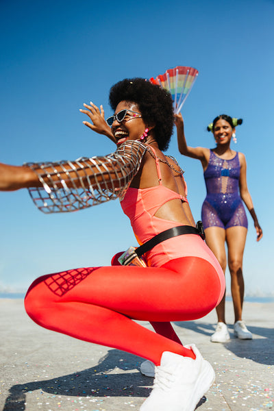 Dancers celebrate carnaval on the sunny beach