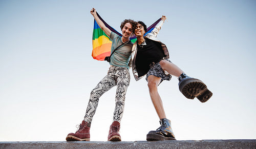 Two queer men celebrating gay pride