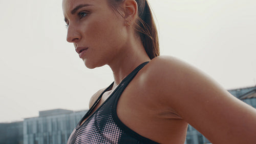 Focused fitness woman