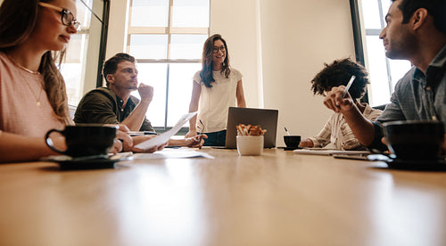 Diverse business team having a meeting in office boardroom