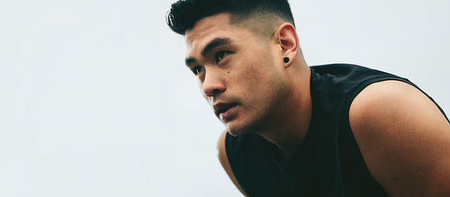 Focused asian fitness model