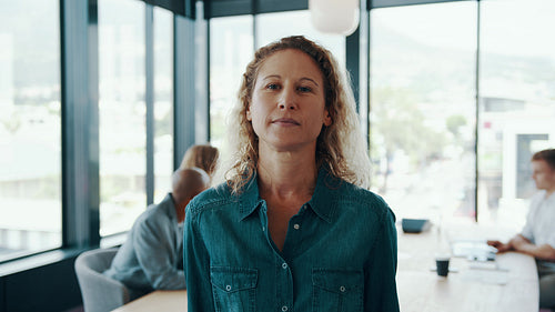 Proud and happy businesswoman