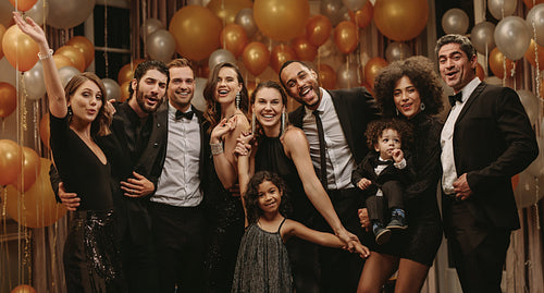 Group of friends at new years party