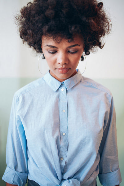 Thoughtful young african female model