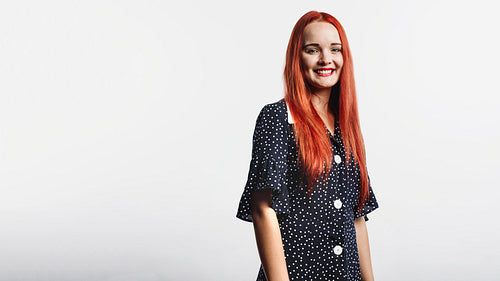 Smiling woman with brown hair