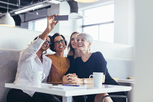 Selfie during work break in office