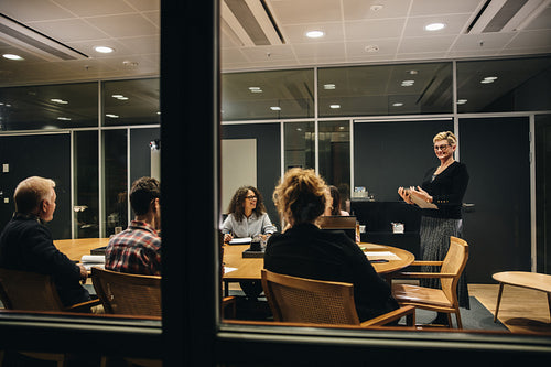 Colleagues at an office meeting