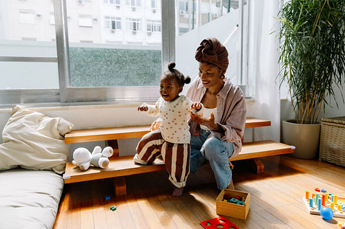 Mother playing with her child