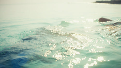 Luxury family vacation at a tropical resort: mother and daughter swimming and playing in the ocean