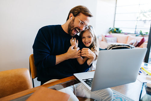Dad and daughter share happy moment on video call