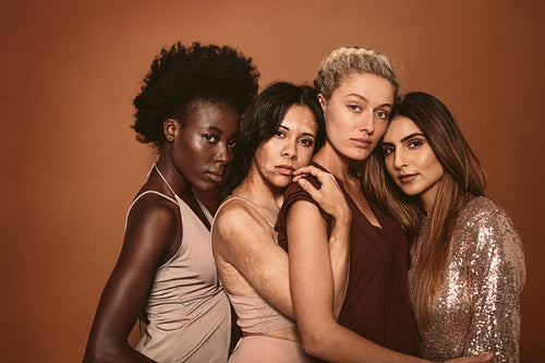 Group of diverse women standing together