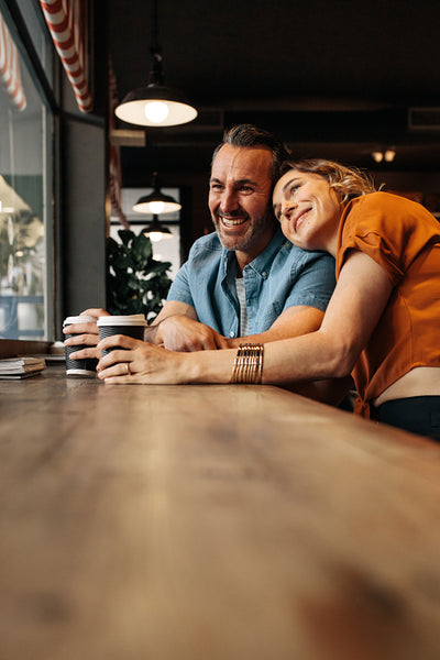 Couple enjoying their date at a local coffee shop
