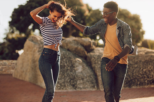 Friends enjoying themselves outdoors