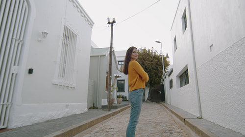 Pretty woman standing on the street