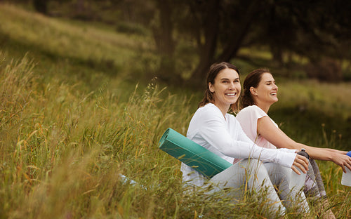 Women relaxing after workout