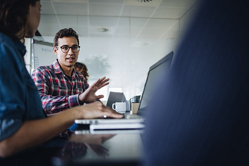 Businessman discussing new strategies in meeting