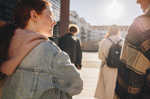 Students walking to the college
