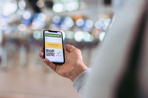 Air traveler with vaccine passport