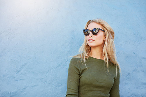 Pretty young fashion woman in sunglasses