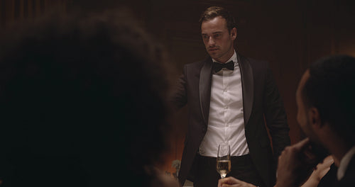 Friends making a toast at party