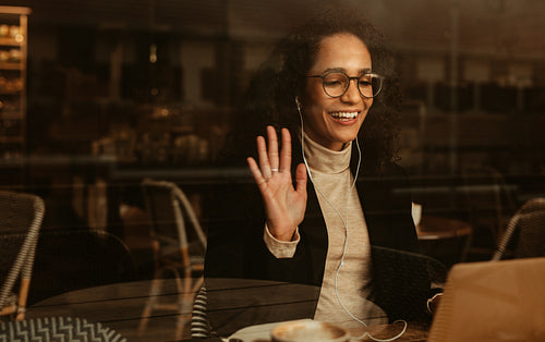 Woman having video chat