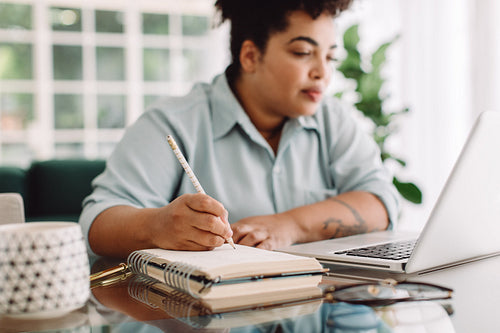 Businesswoman working at home office