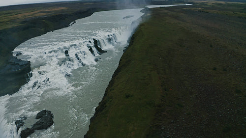 Flying over Gullfoss waterfall in Iceland