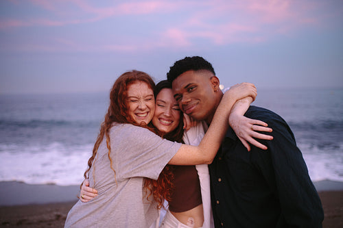 Warm hugs at the beach