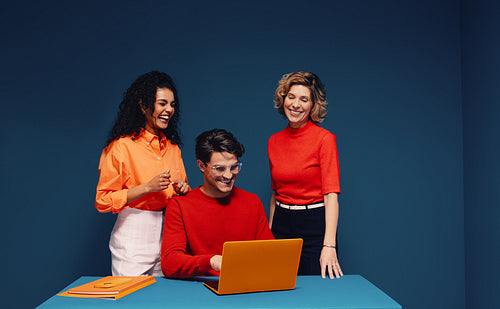 Diverse team of colleagues collaborating on a project