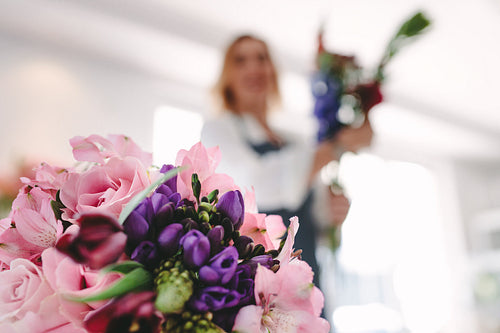 Beautiful flower bouquet in garden center