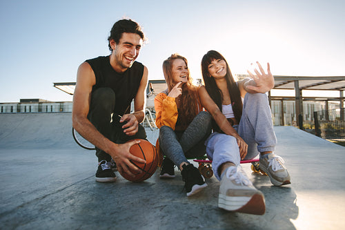 Friends at skate park