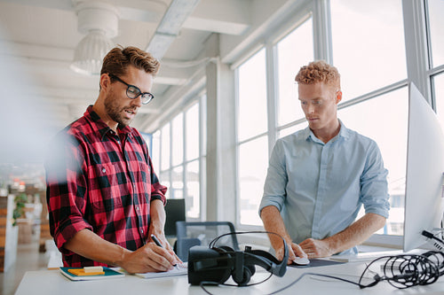 Young colleagues working on a project
