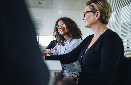 Businesswoman in boardroom meeting