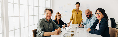 Successful business team sitting in a boardroom
