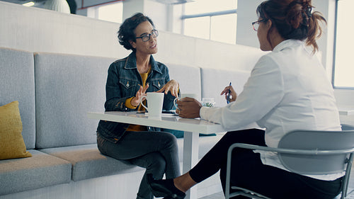 HR manager talking with a female employee