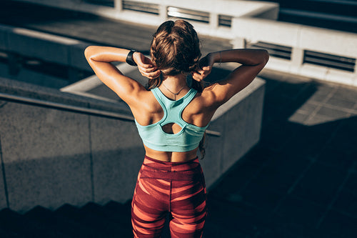 Woman ready for workout outdoors